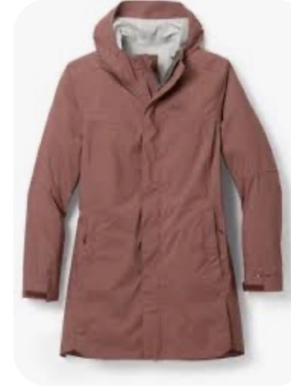 NWOT REI Co-op Women's Rainier Long Line Rain Jacket xl Dusty Rose